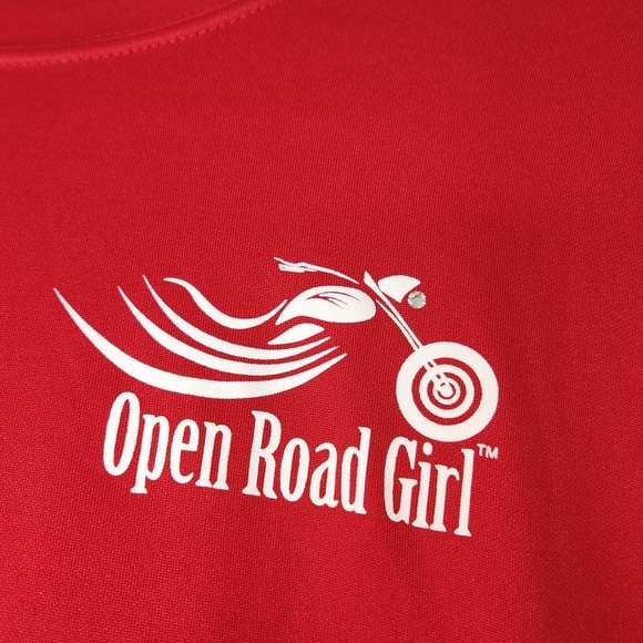 Holloway Open Road Girl Red & White Mixed Media Motorcycle Top Size Small - Picture 4 of 10
